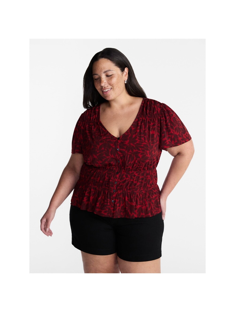 Terra & Sky Women’s Plus Femme Smocked Top 4X